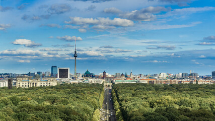Skyline of Berlin from Tiergarten Park
