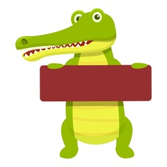 Crocodile wood board icon. Cartoon of Crocodile wood board vector icon for web design isolated on white background