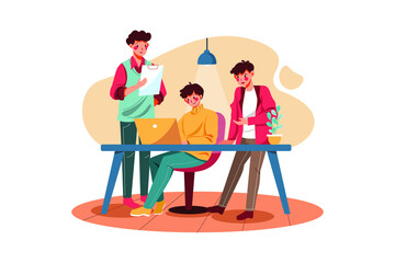 Business man working together on laptop