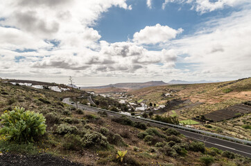 View of the Village of Los Valles in the Mountains of the Island of Lanzarote