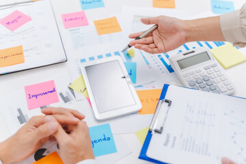 Creative startup team working with new project in modern conference..