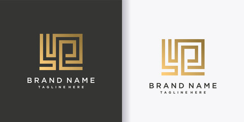 Abstract logo design letter p with creative square concept