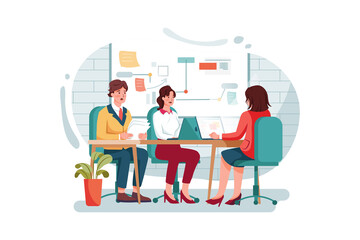 Group of people working out business plan in the office