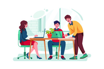 Business people working together and helping each other