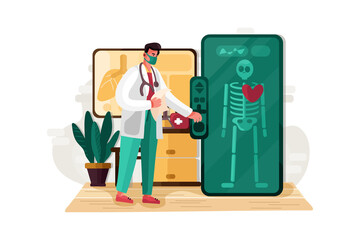 Doctor doing Digital health checkup