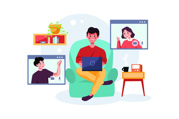 Online course with people talking