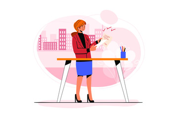 Business woman checking advertisement Illustration