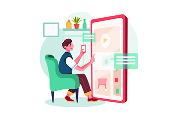 Man checking advertisement Illustration