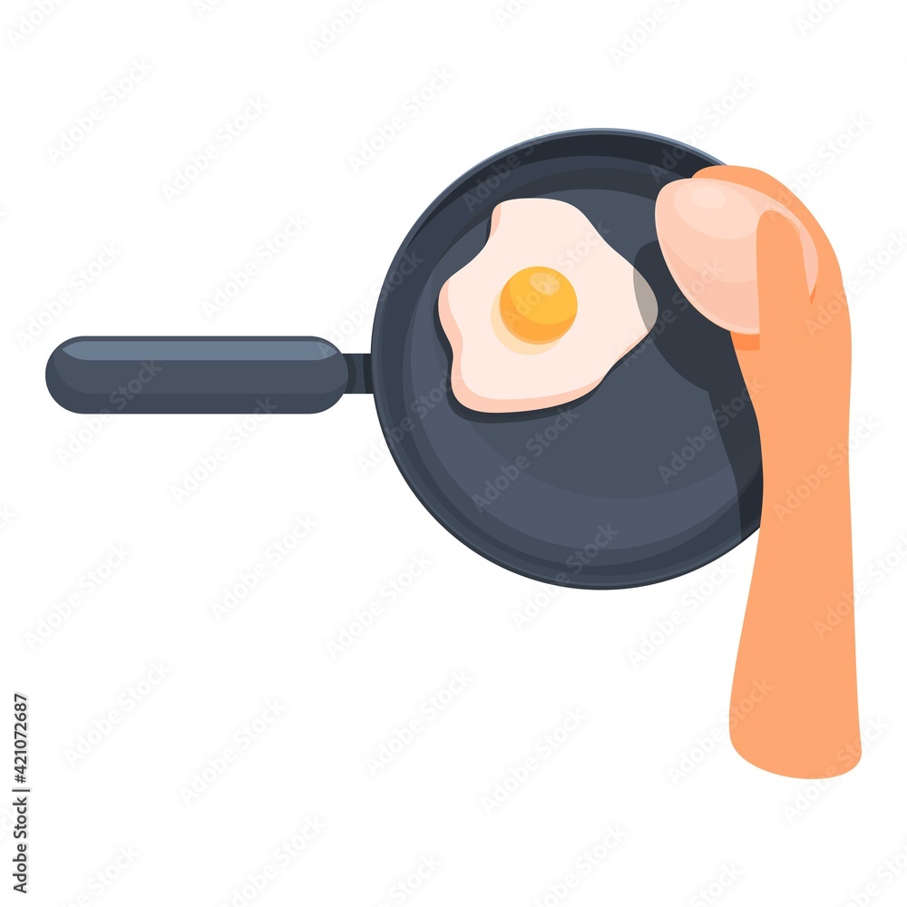 Poster frying egg icon. cartoon of frying egg vector icon for web design isolated on white background