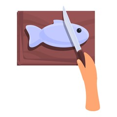 Fish cooking icon. Cartoon of fish cooking vector icon for web design isolated on white background