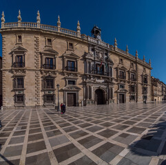 Fototapeta na wymiar panorama of the Plaza de Santa Ana in the old town of Granada, Spain