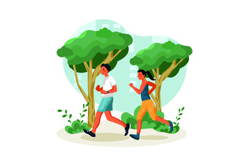 Jogging in the city park Illustration