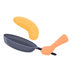 Frying pancakes icon. Cartoon of frying pancakes vector icon for web design isolated on white background