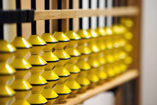 Mental arithmetic school. Back to school concept. Abacus for calculation, background. Education, school arithmetic