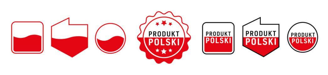 Fototapeta Mapa Polski flaga wyprodukowano w Polsce PRODUKT POLSKI made in poland znak ikona symbol na opakowania obraz