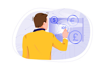 Fototapeta na wymiar ICO cryptocurrency Vector Illustration concept. Flat illustration isolated on white background. 