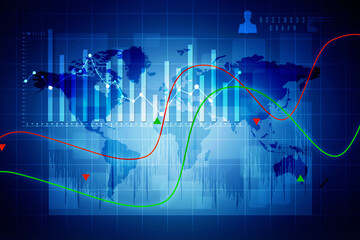 2d rendering Stock market online business concept. business Graph 