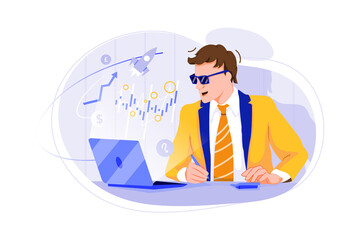 Cryptocurrency startup Vector Illustration concept. Flat illustration isolated on white background. 