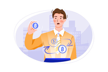 Cryptocurrency exchange Vector Illustration concept. Flat illustration isolated on white background. 