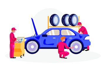Car Diagnostics Test Vector Illustration concept. Flat illustration isolated on white background. 