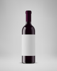 Isolated wine bottle with horizontal label. 3D illustration. Vector.