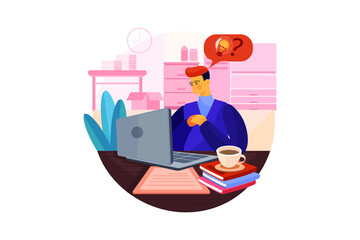 Obraz premium Male worker found solution of problem