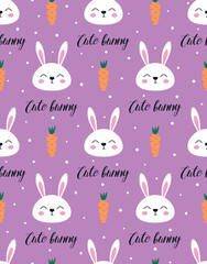 cute seamless pattern with bunny, easter print, vector illustration