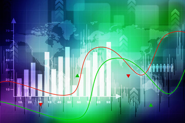 Naklejka premium 2d rendering Stock market online business concept. business Graph 