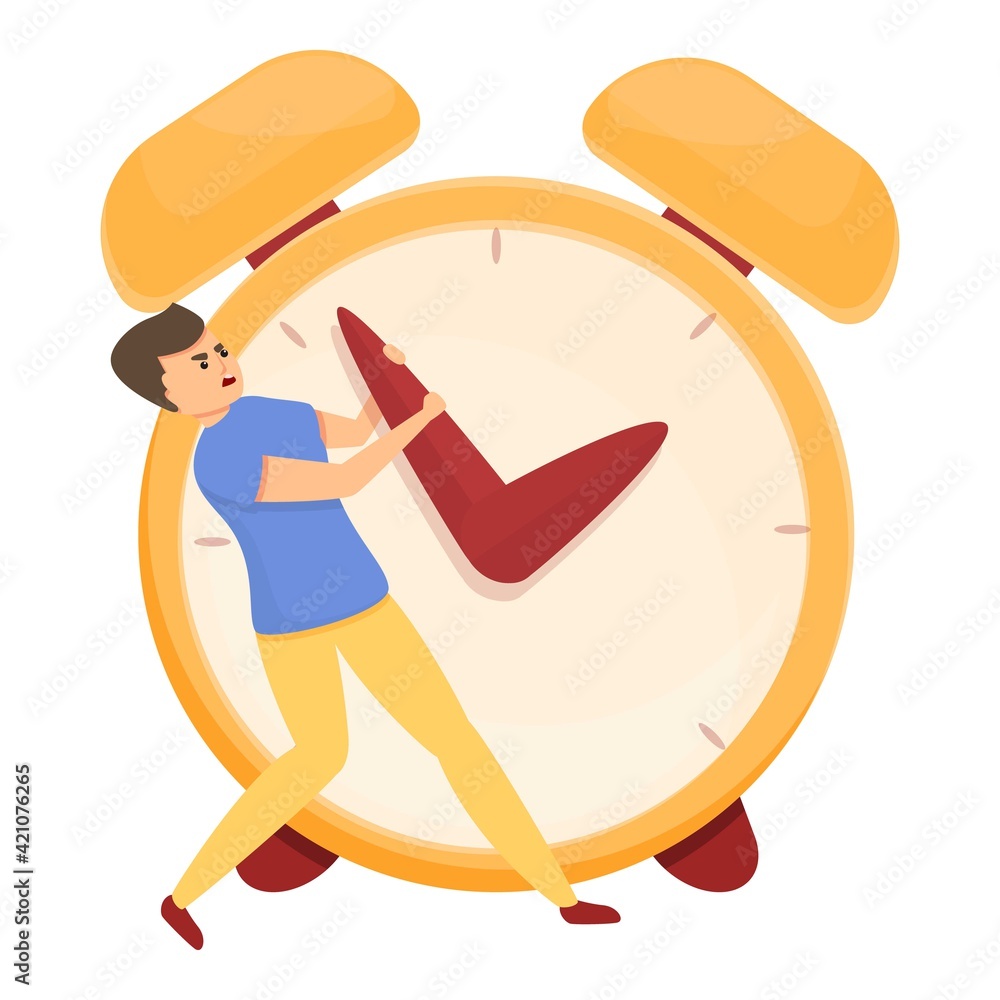 Poster alarm clock time management icon. cartoon of alarm clock time management vector icon for web design 