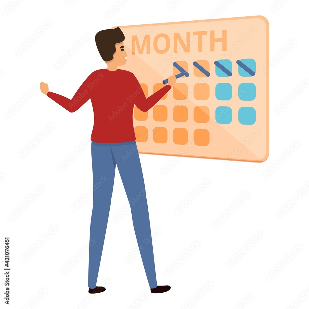 Poster month time management icon. cartoon of month time management vector icon for web design isolated on 