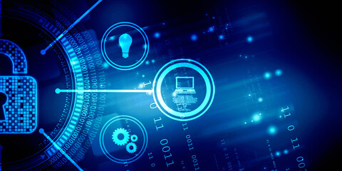 2d illustration Safety concept: Closed Padlock on digital background
