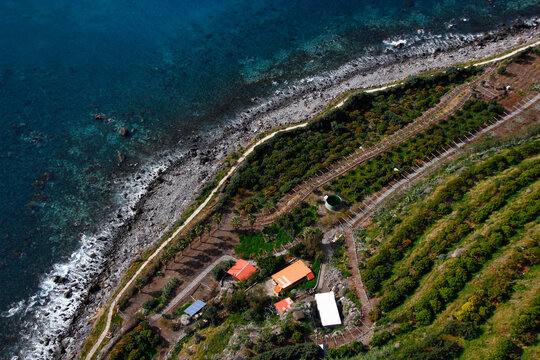 Gardens of Faja dos Padres, view from cable car station, Madeira, Portugal
