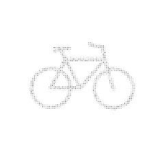 The bicycle symbol filled with black dots. Pointillism style. Vector illustration on white background