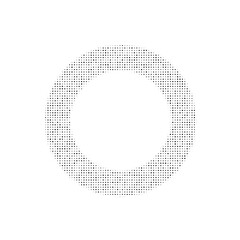 The circle symbol filled with black dots. Pointillism style. Vector illustration on white background