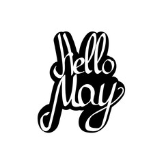 Hello May, calligraphy lettering, season graphic design template, vector illustration