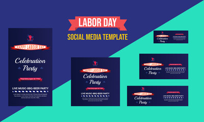 Happy Labor day banner background design. Happy Labor Day Holiday Vector Text for social media, greeting cards, posters, flyers, marketing, advertisement, web, banner design set 