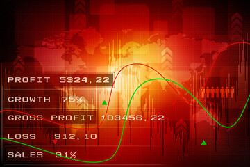 2d rendering Stock market online business concept. business Graph 