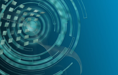 Technology abstract design on blue.