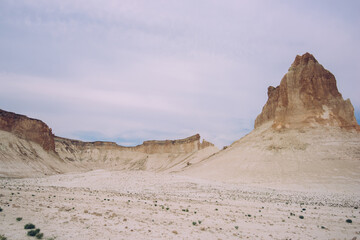 Rocky sandy mounts in dry terrain