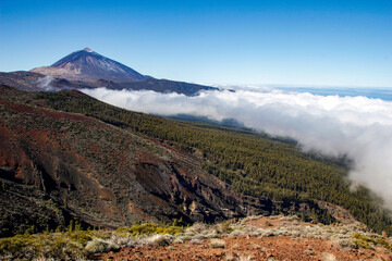 Scenic view of Teide volcano from above cloud level, Tenerife, Spain