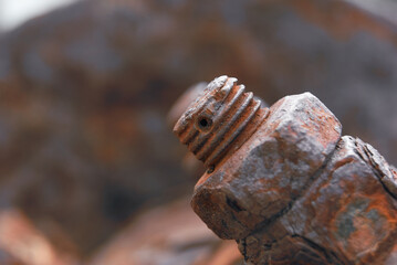 close-up rusty nut fastener bolt