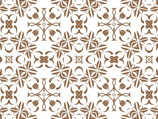 Deurstickers Geometric Seamless Ornament Abstract Pattern Brown and white, For print and Background. Geometric Tile Digital Paper. © Orlandoit