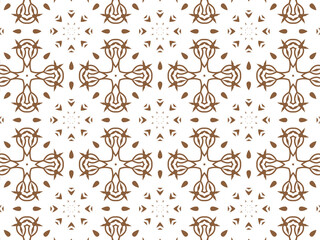Geometric Tile Digital Paper, Geometric Seamless Ornament Abstract Pattern Brown and white, For print and Background.