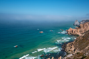 Fototapeta na wymiar Cape Rock Lighthouse. Cabo da Roca is the westernmost point of continental Europe. Travel and attractions