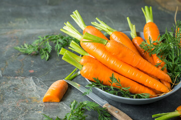 Fresh organic carrots on the table
