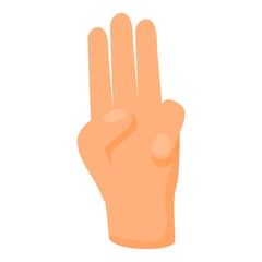 Three finger hand gesture icon. Cartoon of Three finger hand gesture vector icon for web design isolated on white background