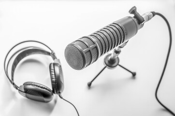 professional microphone and headphones