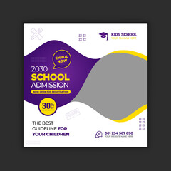 School admission social media post and school education promotion banner