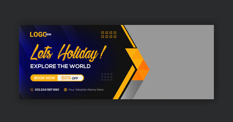 Let's holidays discount social media cover photo template and travel agency social media cover photo design