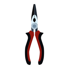 Needle nose pliers. Electrician, construction worker and repairman hand tool, flat vector illustration.